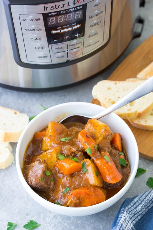 Easy Instant Pot Beef Stew, one of the best healthy pressure cooker recipes!