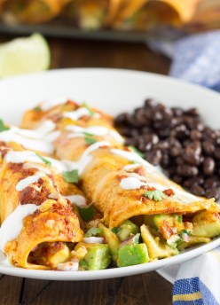Enchiladas stuffed with creamy avocado and cheese, and smothered in the best homemade enchilada sauce. These avocado enchiladas are my favorite easy enchilada recipe!