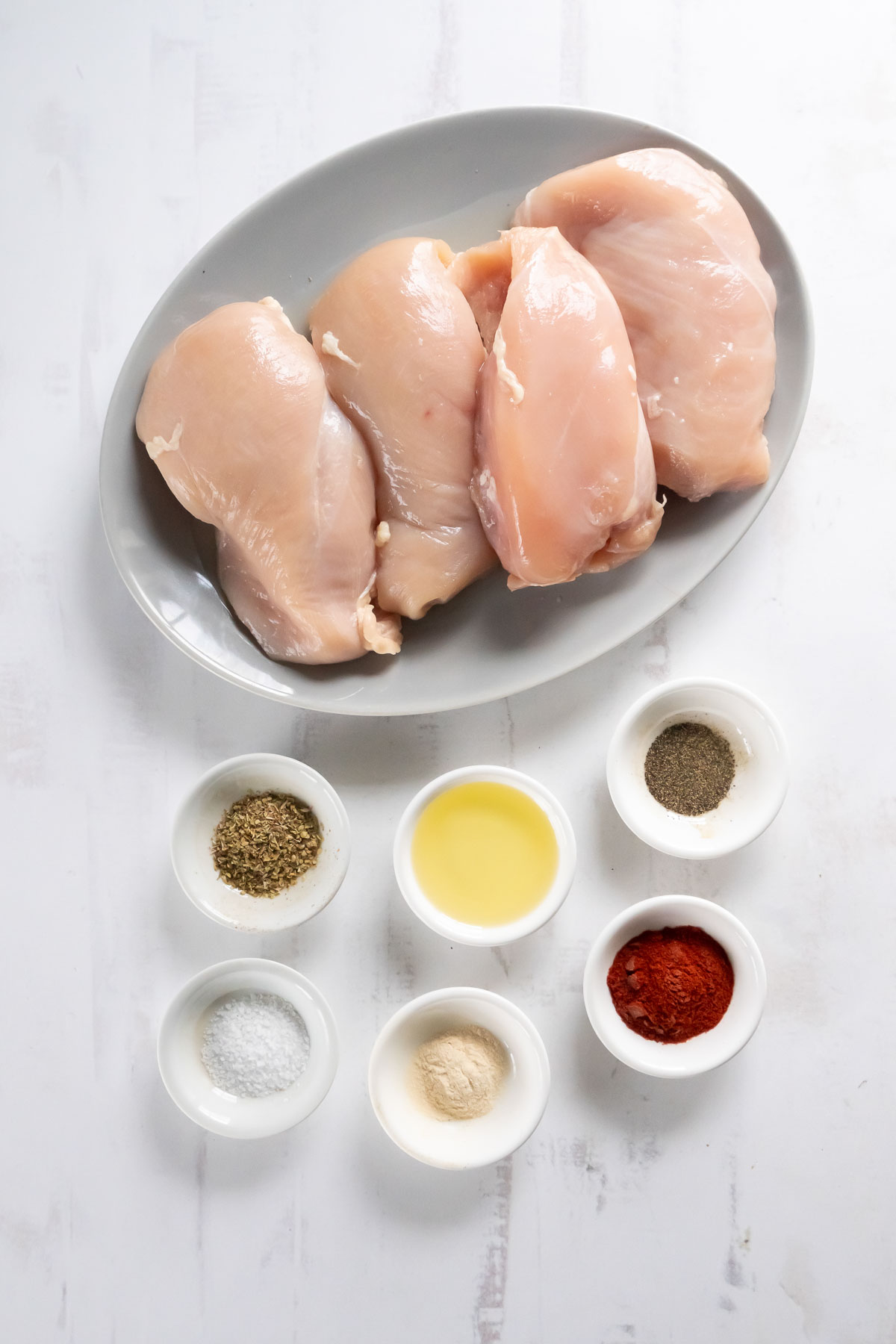 Ingredients for baked chicken breast recipe.