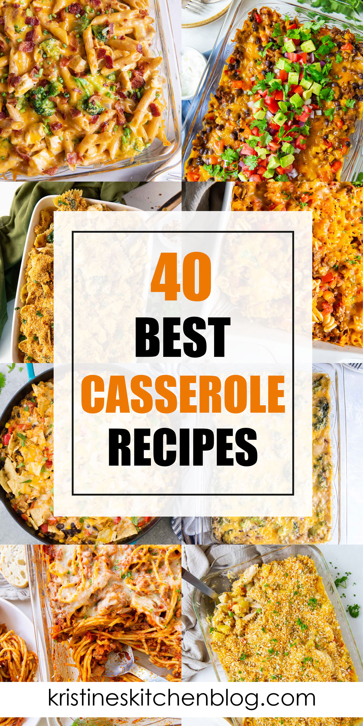 Collage of eight photos of casserole recipes.