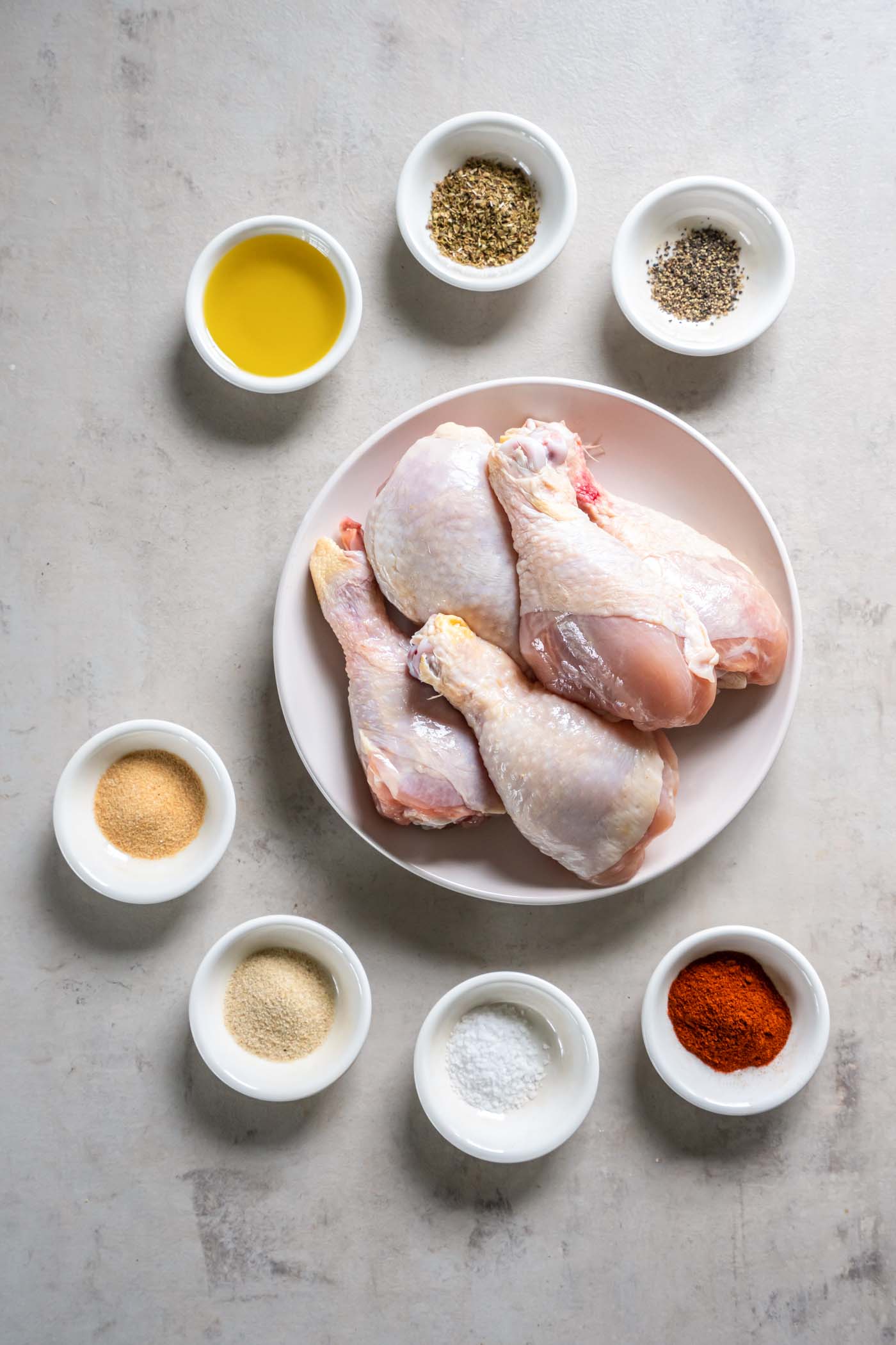 Ingredients for chicken legs recipe.