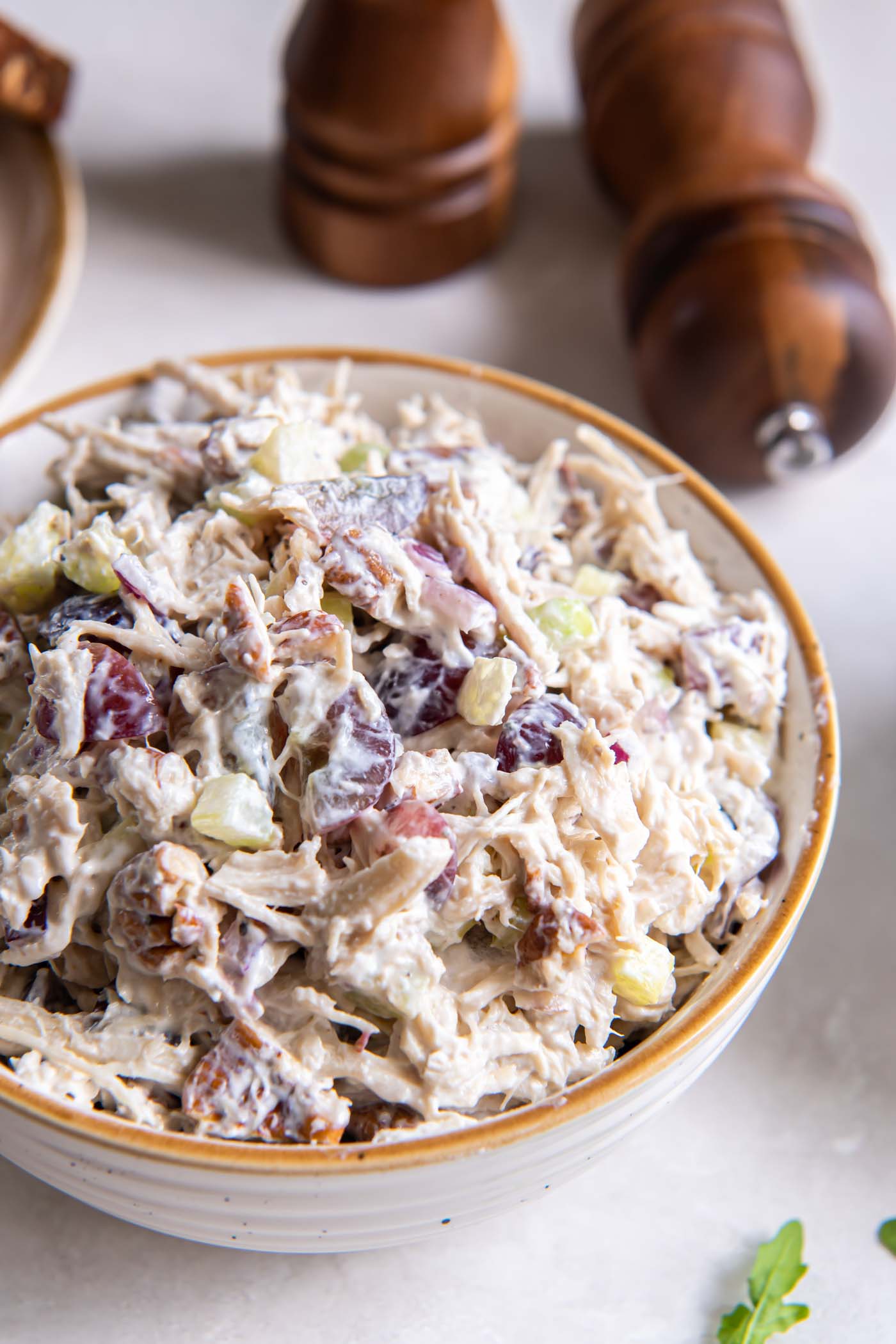 Homemade chicken salad in a bowl.