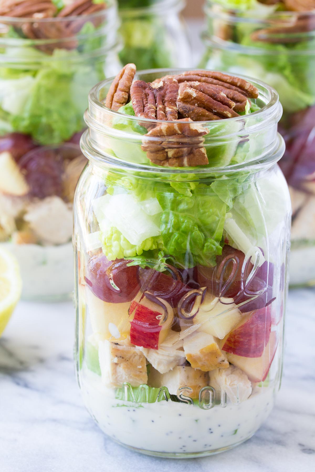Salad in a jar ready to eat.