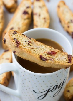 Cranberry Almond Biscotti with coffee
