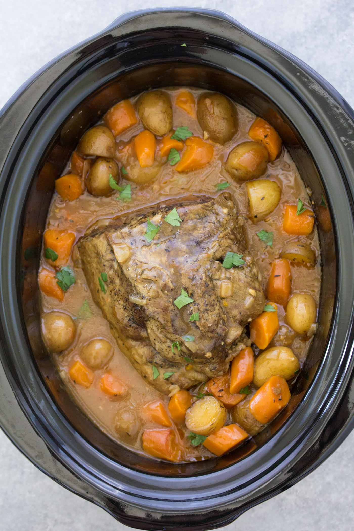 Pot roast in crock pot.