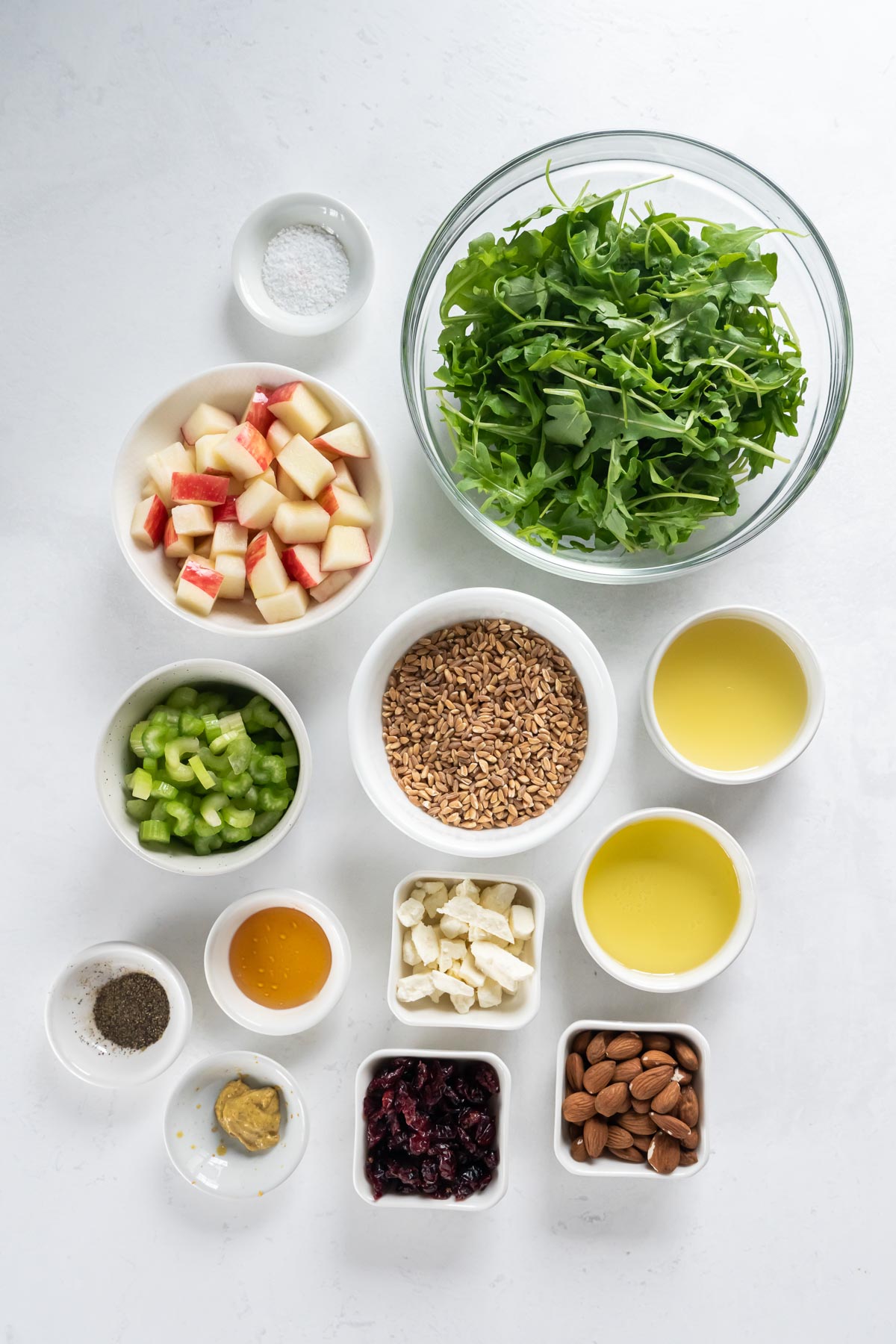 Ingredients for farro salad recipe.