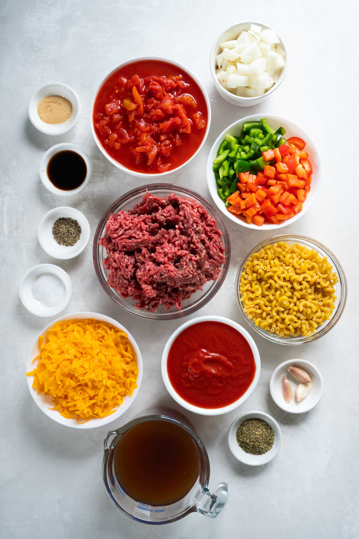 Ingredients for goulash recipe.