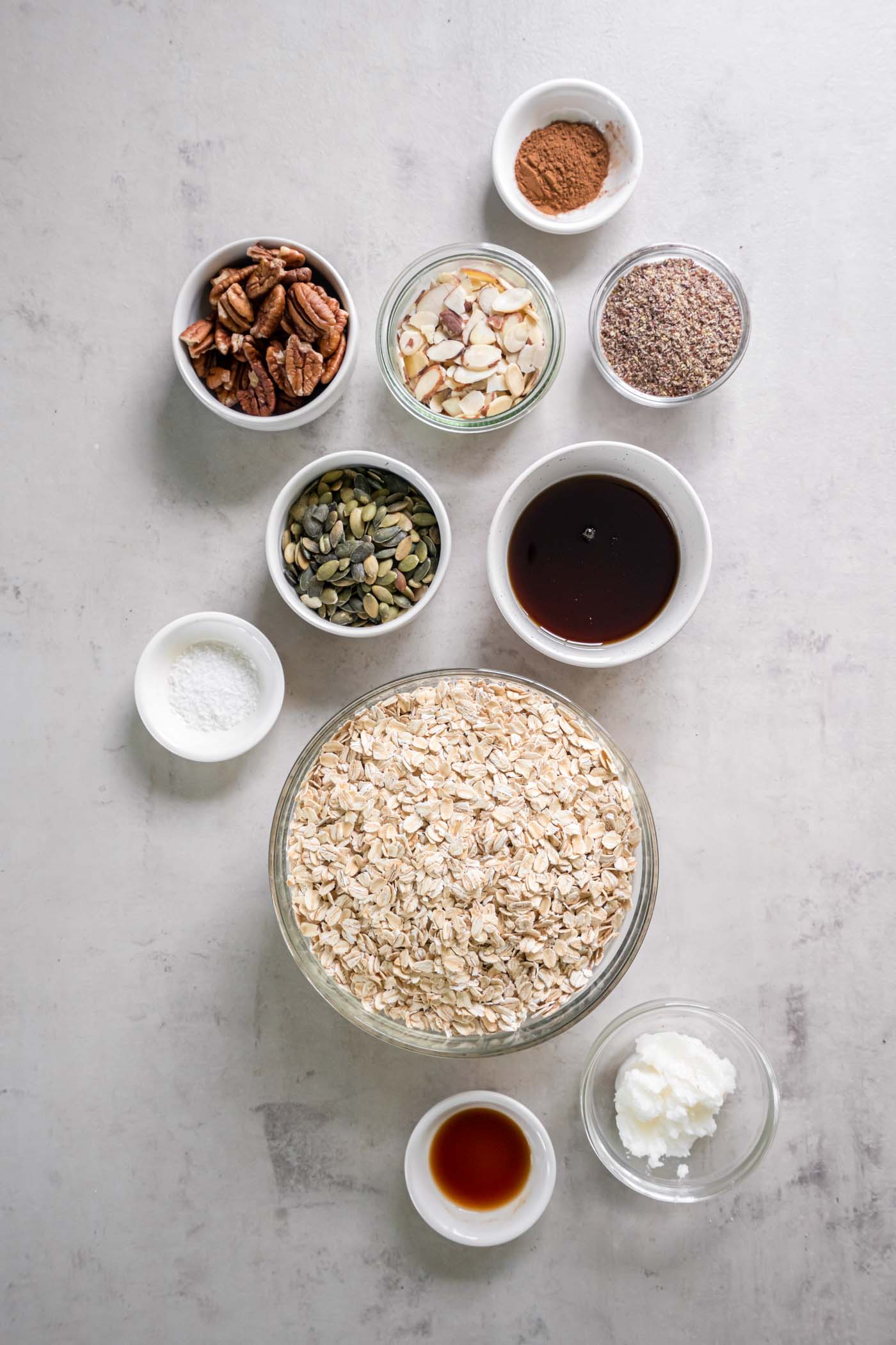 Ingredients for granola recipe.