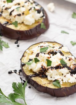 Grilled Eggplant with Ricotta and Balsamic Drizzle - such an easy and delicious side dish!