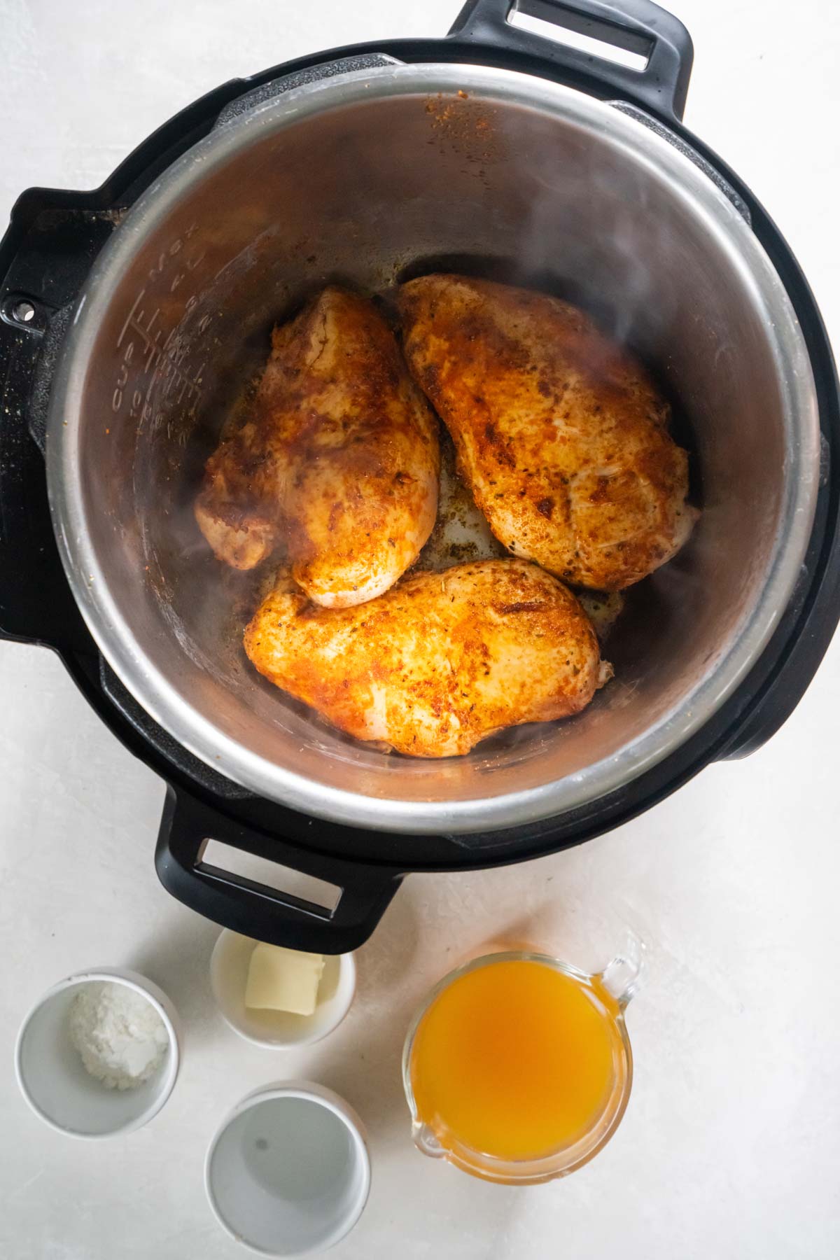 Browning chicken breasts in instant pot.