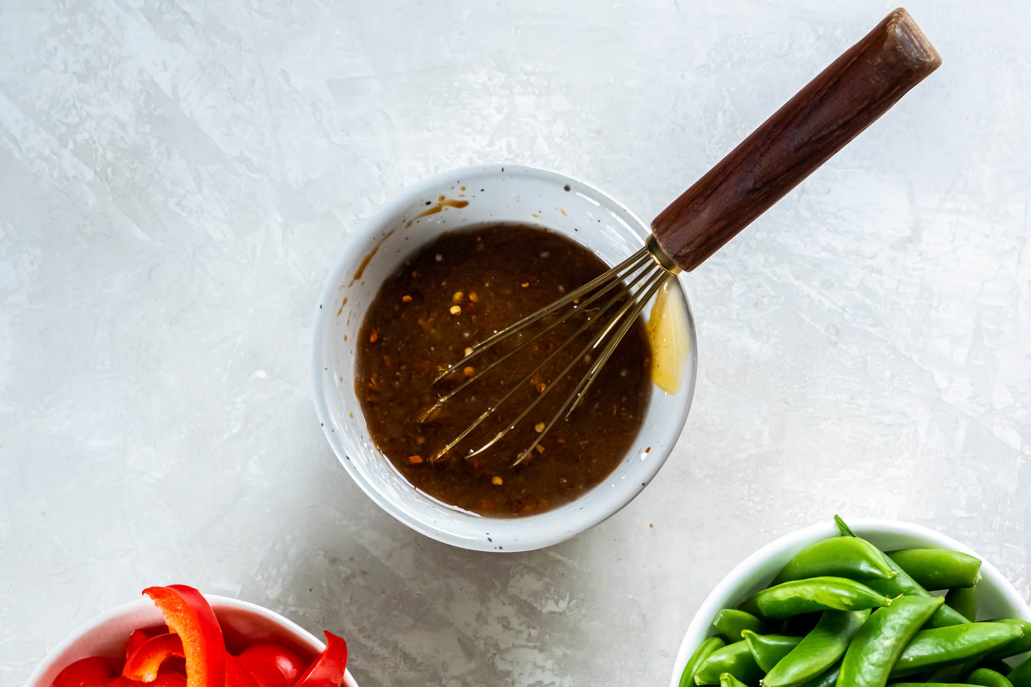 Stir fry sauce in a small bowl with a whisk.