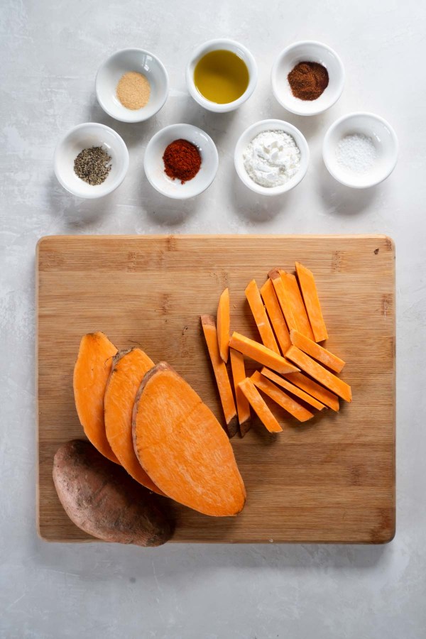 How to cut sweet potato into fries.