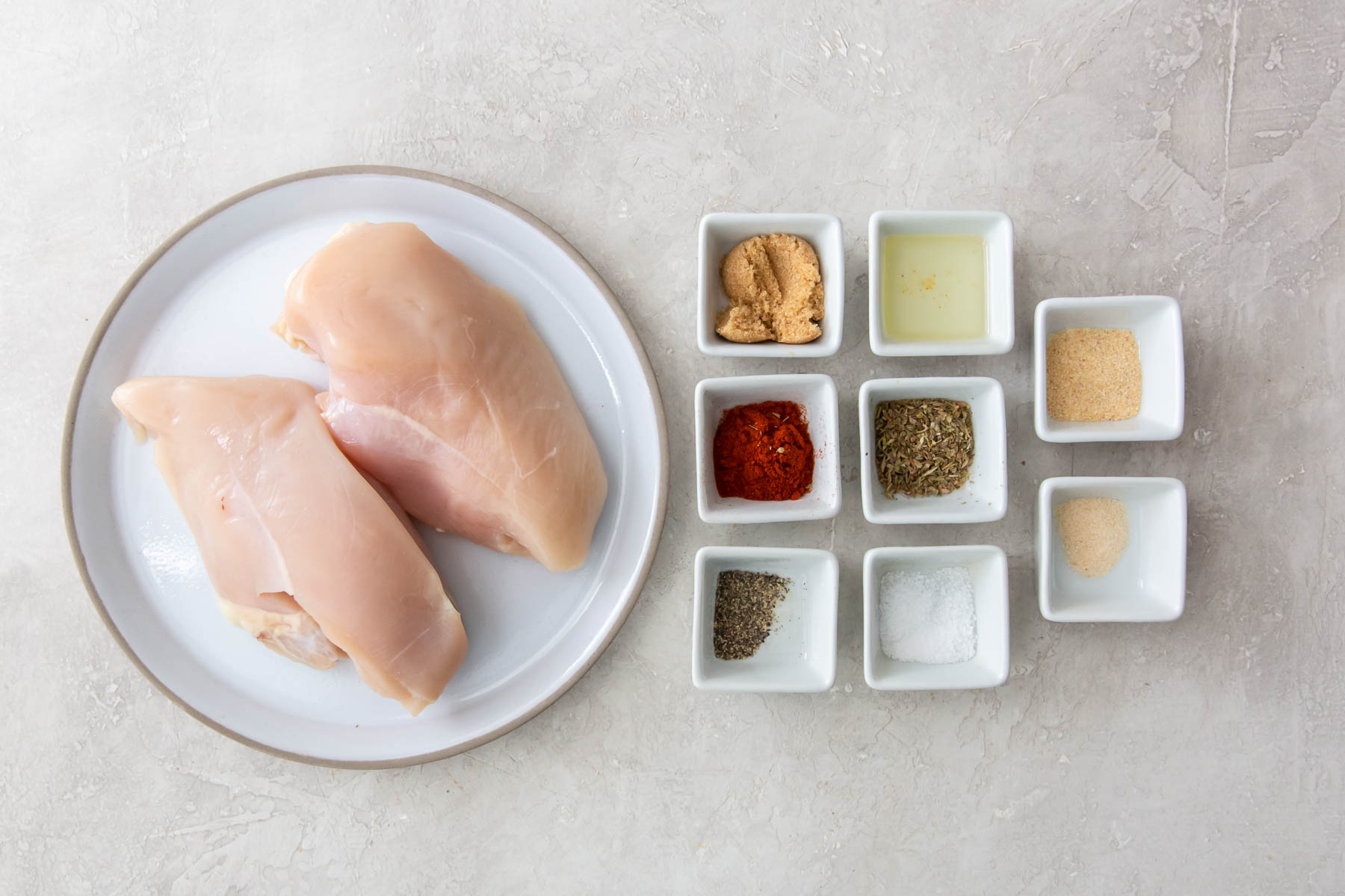 Ingredients for air fryer chicken breast recipe.