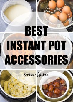 Collage of Instant Pot accessories photos.