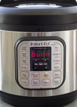 Instant Pot that says burn on the display.