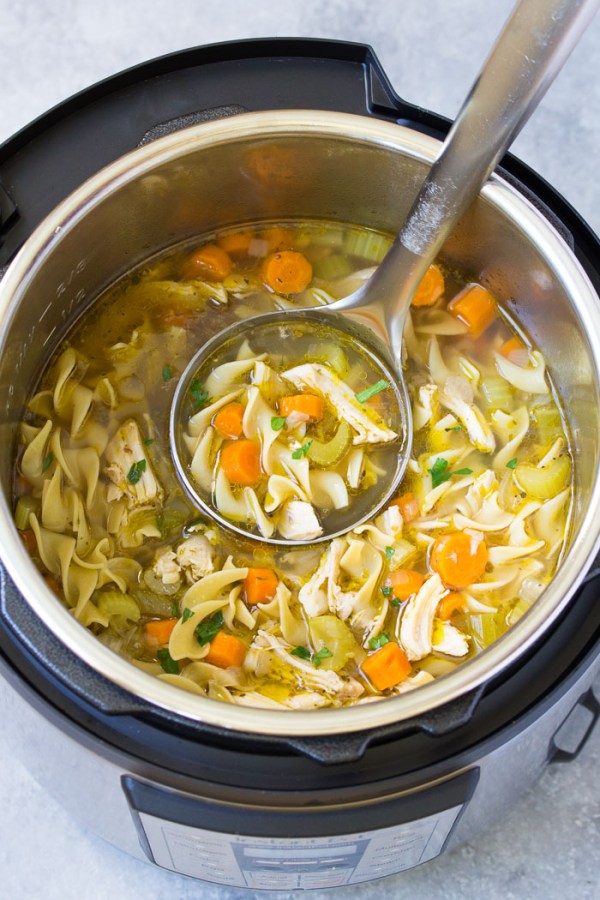 Homemade Chicken Noodle Soup in an Instant Pot.