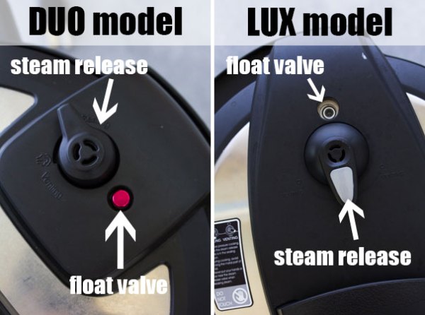 Instant Pot DUO and Instant Pot LUX model steam release valve and float valve.