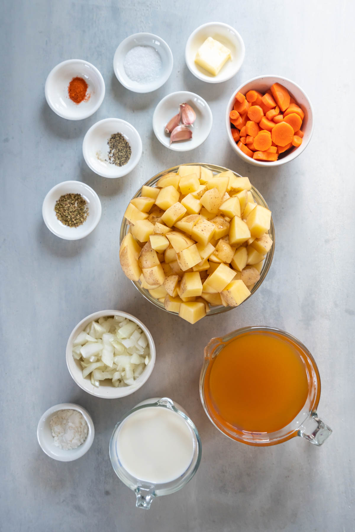 Ingredients for Instant Pot potato soup recipe.