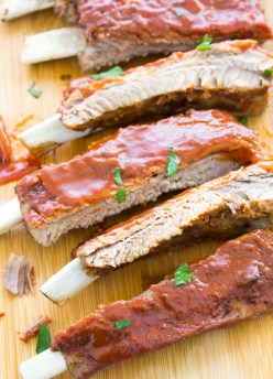 Instant Pot Ribs with BBQ sauce.