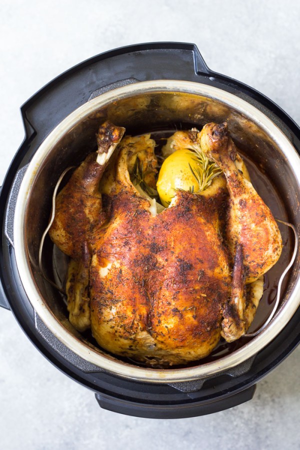 How to cook a whole chicken in an Instant Pot pressure cooker.