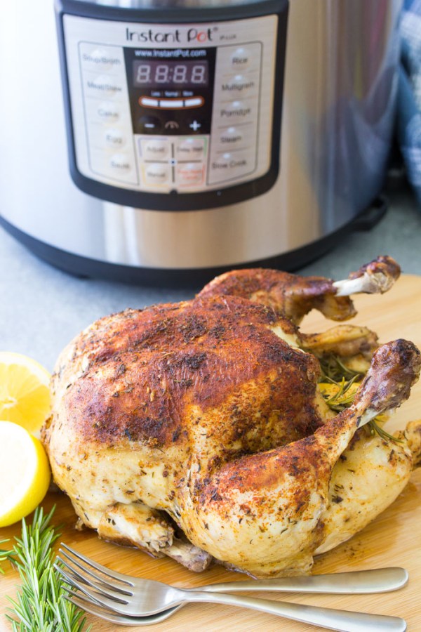 How to cook a whole chicken in an Instant Pot. Perfect pressure cooker roast chicken recipe.