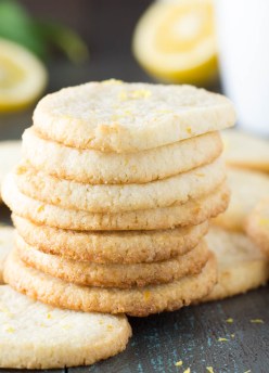 These easy Lemon Almond Shortbread Cookies are slice and bake and a perfect Spring dessert! They are gluten free and low carb with only 3 grams of carbohydrates per serving!