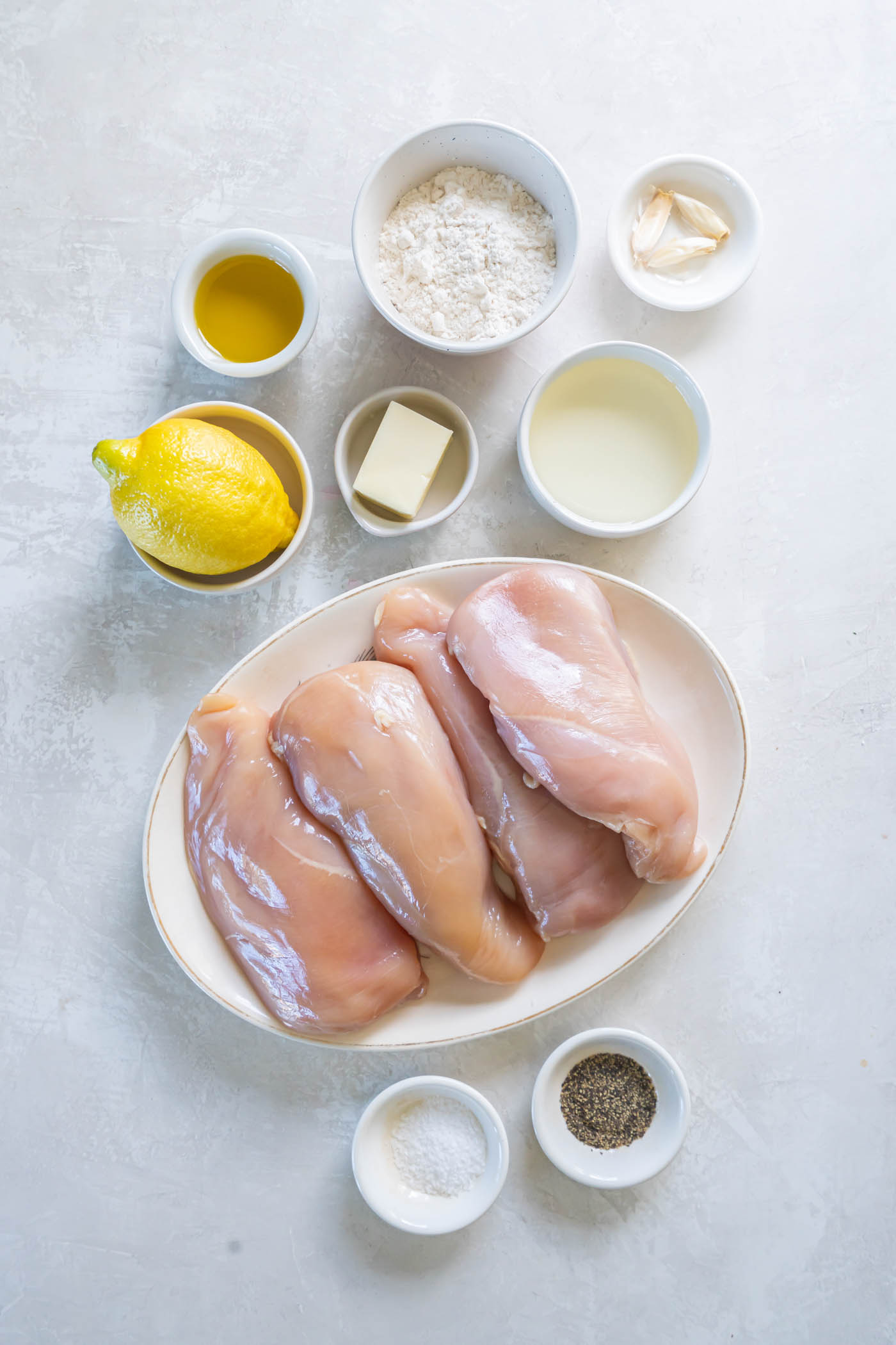 Ingredients for lemon chicken recipe.