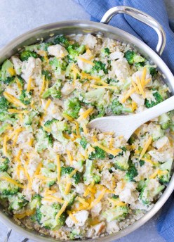 This healthy One Pot Chicken, Broccoli and Rice Casserole is made all in one skillet in just 30 minutes. Your family will love this easy dinner recipe!