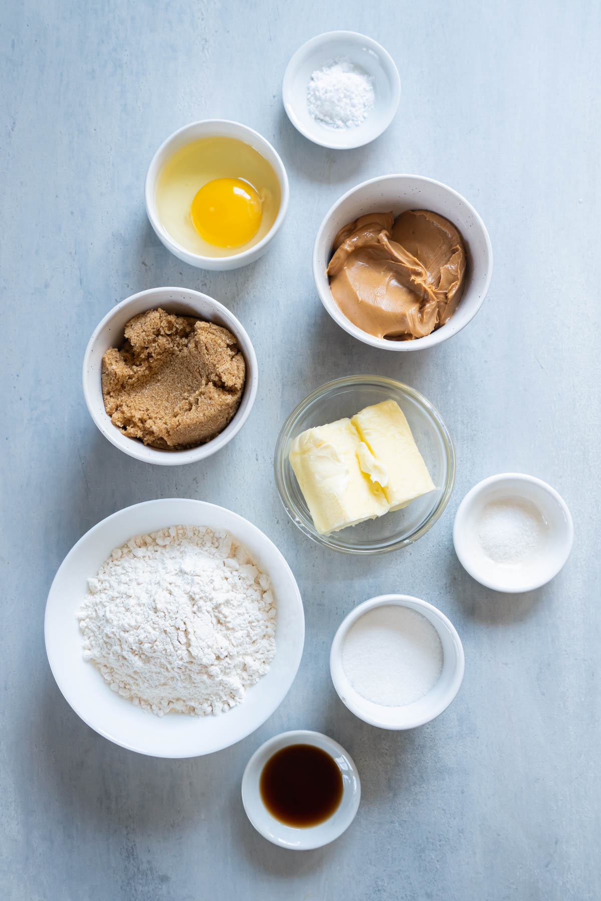 Ingredients for peanut butter cookies recipe.
