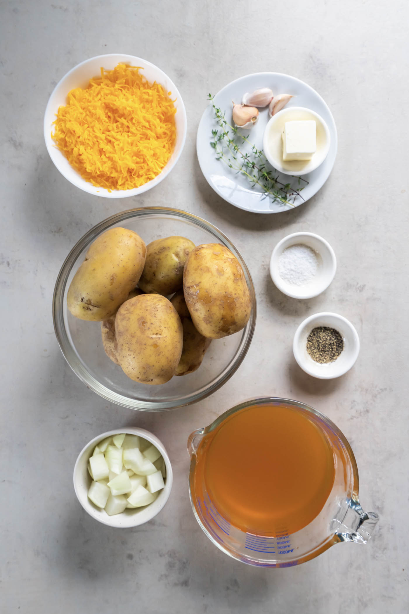 Ingredients for potato soup recipe.