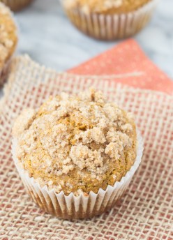 Pumpkin Coffee Cake Muffins - so light, tender, and moist, and perfect for fall!