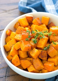 Easy Cinnamon Roasted Butternut Squash Recipe. This recipe is so simple that you can make it on a weeknight or quickly prepare it for your holiday dinner. My family loves this healthy oven baked butternut squash!