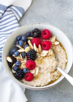 How to cook steel cut oatmeal that is creamy and not mushy, plus ideas for oatmeal toppings.