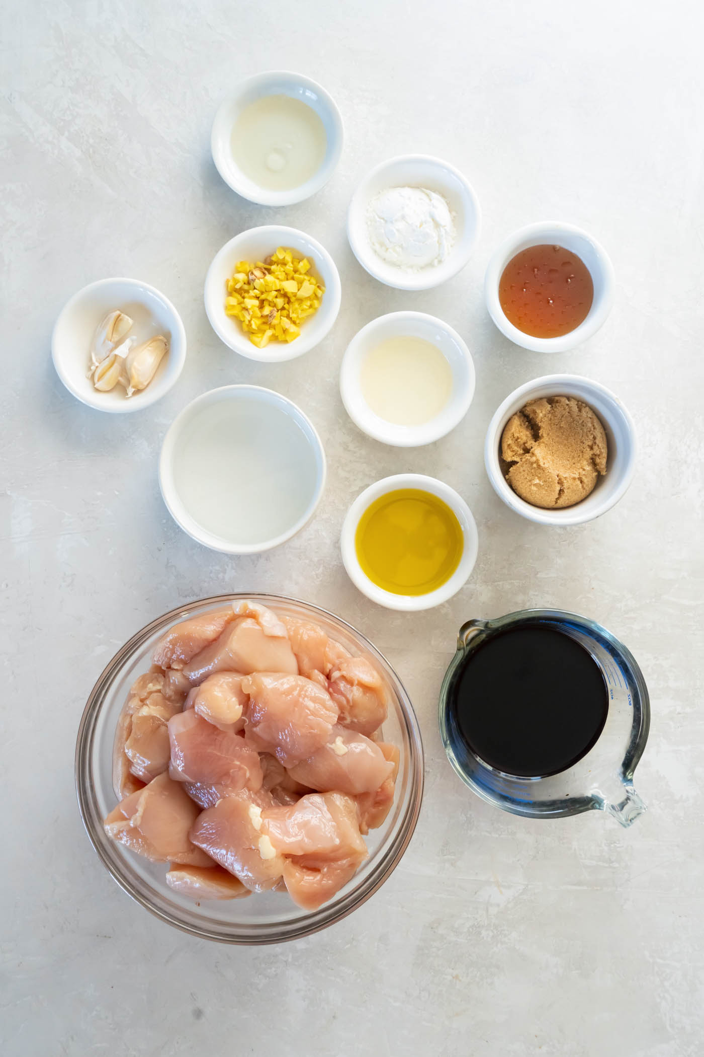 Ingredients for teriyaki chicken recipe.